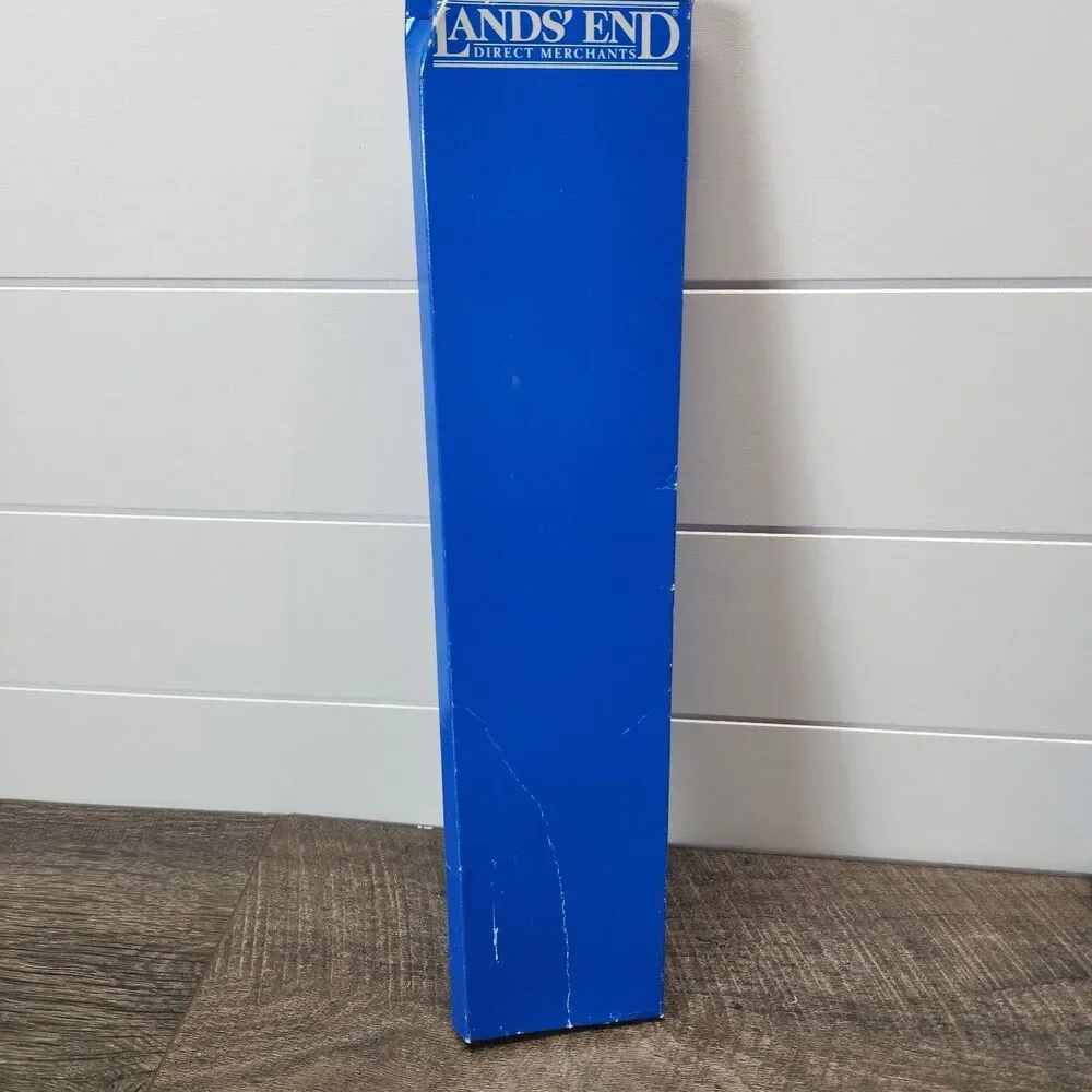 Vintage NEW Lands' End Direct Merchants Silk Tie Hand Sewn USA Blue Long Boxed